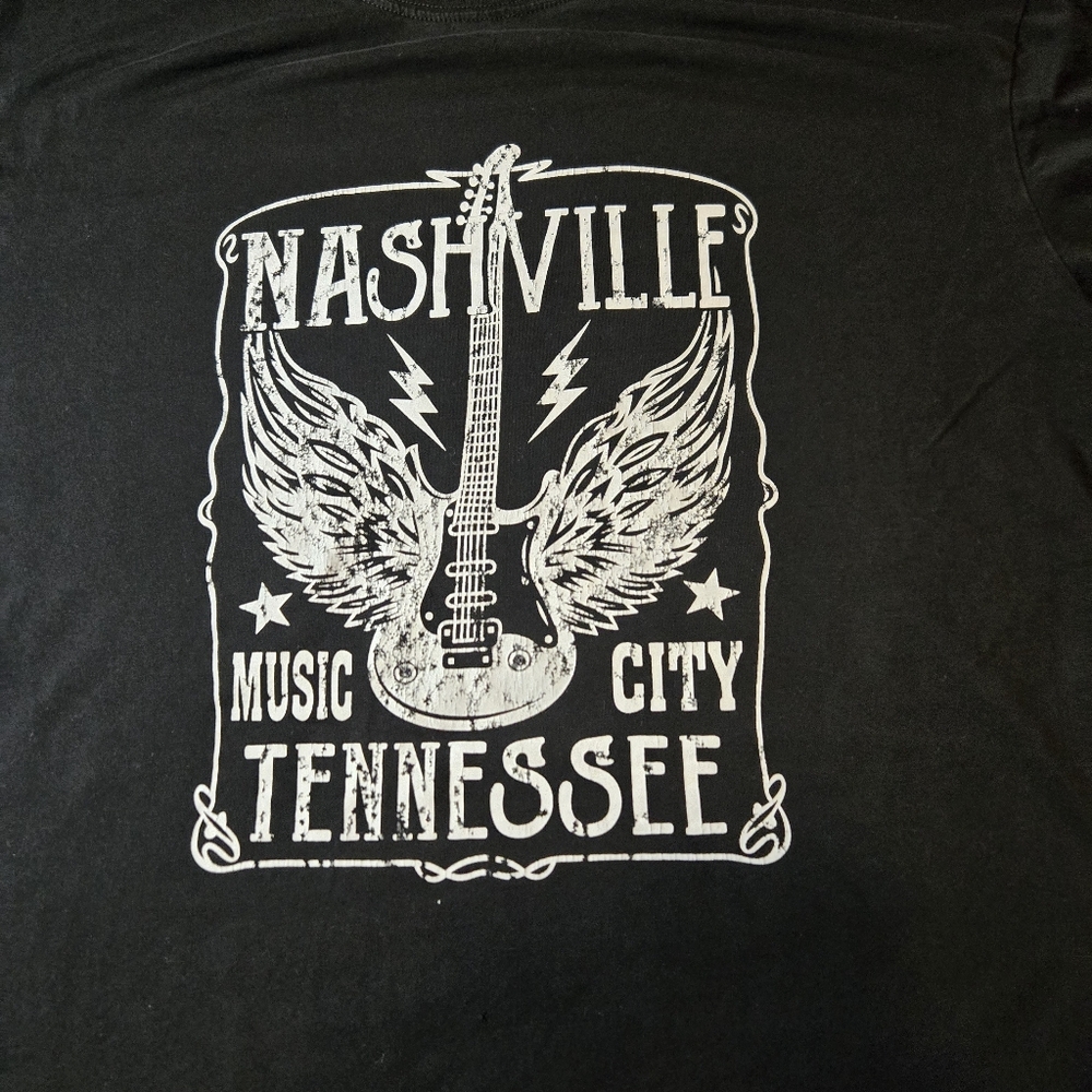 Nashville Tennessee Music City TShirt Men's Size Medium Unbranded Black & White - Picture 2 of 5